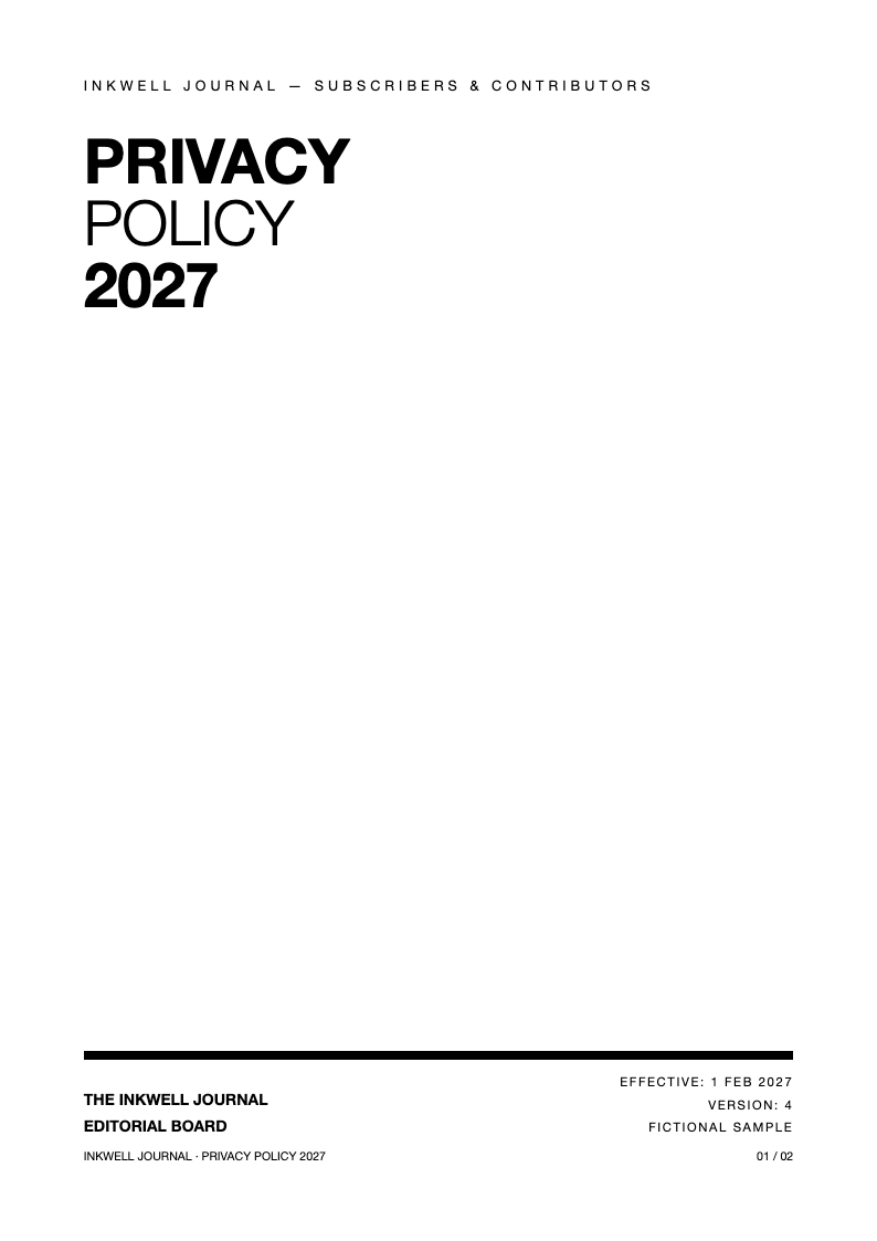 Typographic only privacy policy